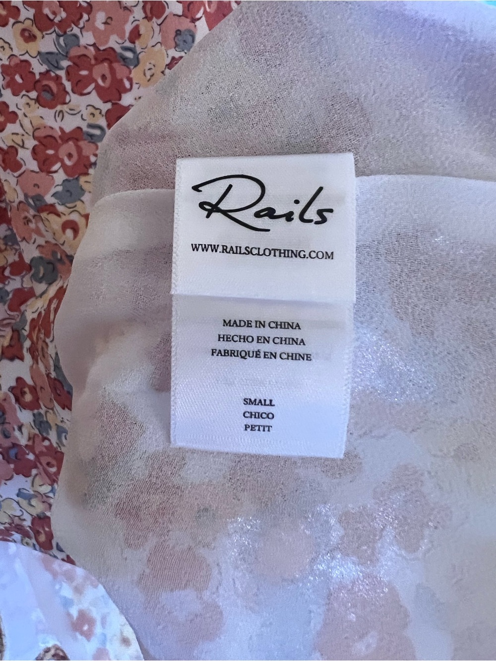 Rails Helena Multi flowers Coral and Cream Floral V-Neck Mini Dress - Picture 5 of 5